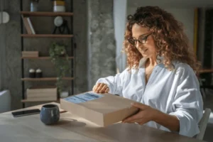 happy woman curly hair glasses 600nw 2693353677.webp